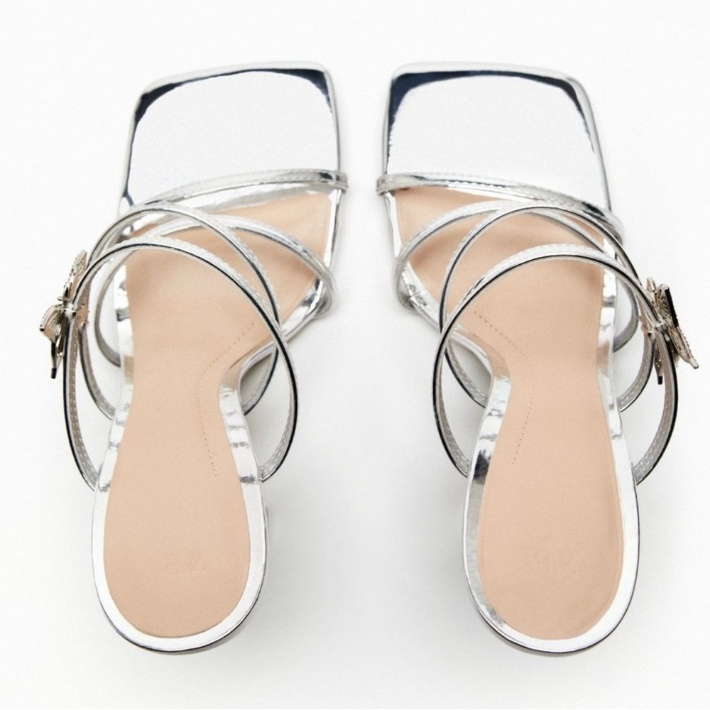 Silver Metallic Zara Butterfly Sandals - Picture 6 of 9